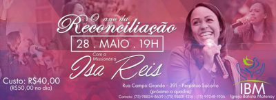 Missionária Iza Reis estará na Igreja Batista Matenay próximo domingo (28) em Paulo Afonso