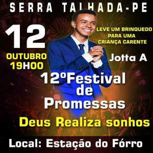 Prepare-se: vem aí  ‘Festival Promessas 2018’ com Jotta A e Banda, em Serra Talhada – PE