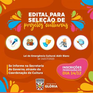 Glória-BA: Edital Para Seleção de Projetos Culturais