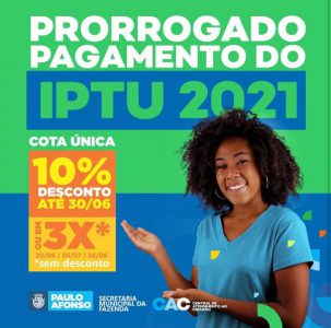 Prefeitura prorroga prazo para pagamento do IPTU 2021