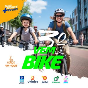Com trajeto de 17 km, a 3ª edição no Vem de Bike acontece no dia 19 de outubro